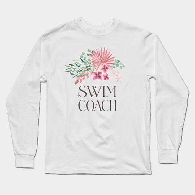 Swim Coach - Bohemian Floral Bouquet Design Long Sleeve T-Shirt by best-vibes-only